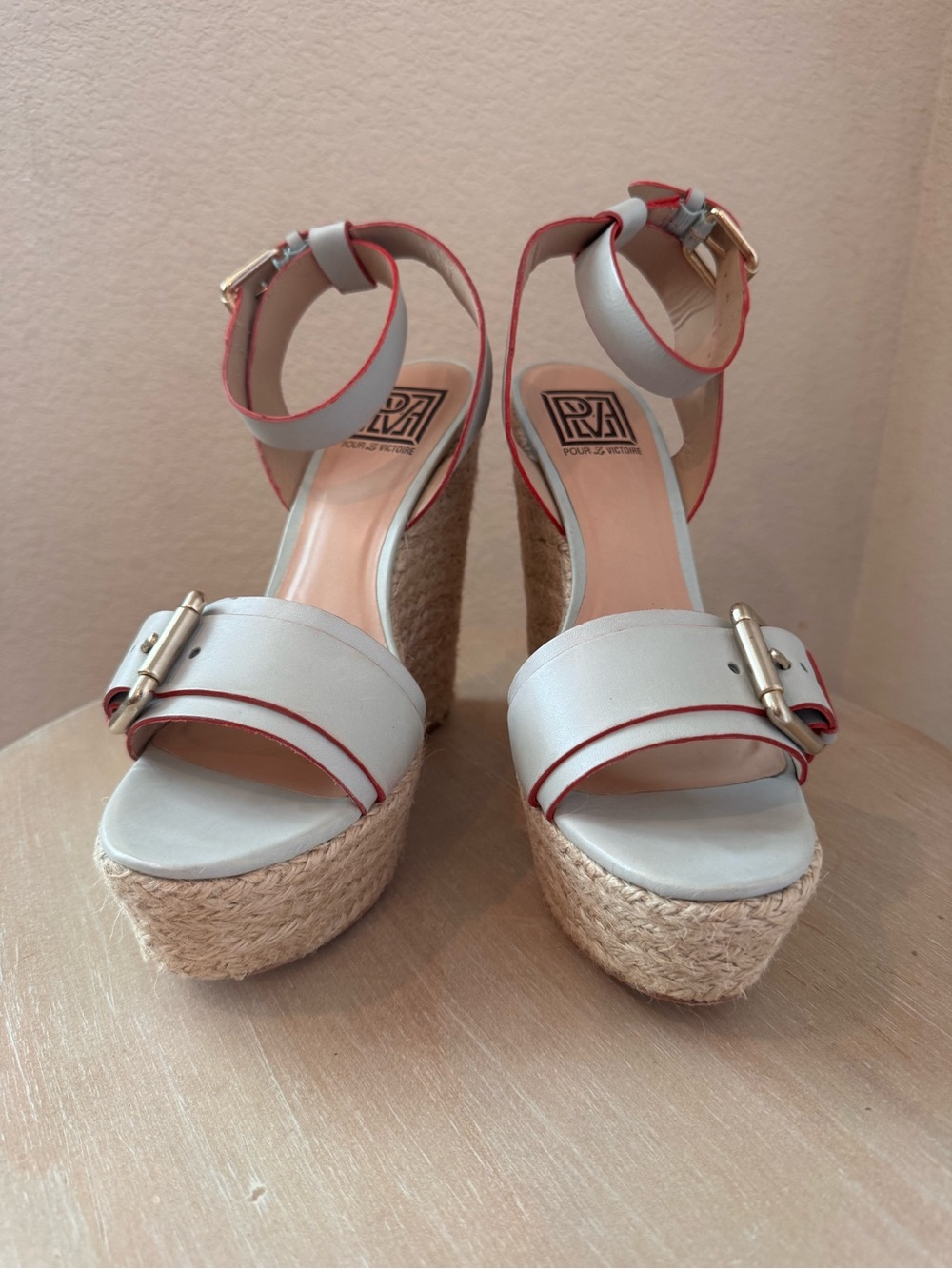 Pour La Victoire Jaclyn Aqua Nude Wedge Espadrilles - Size 8.5 - Like New - $250
